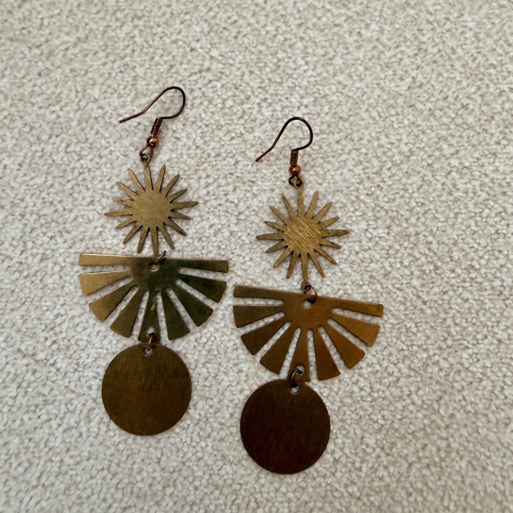 Brass Geometric Dangle Earrings